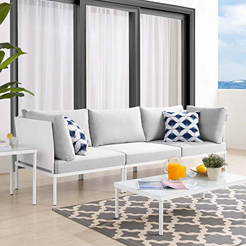 Modway EEI-4967-WHI-GRY Harmony Sunbrella White Gray Outdoor Patio Aluminum Sofa