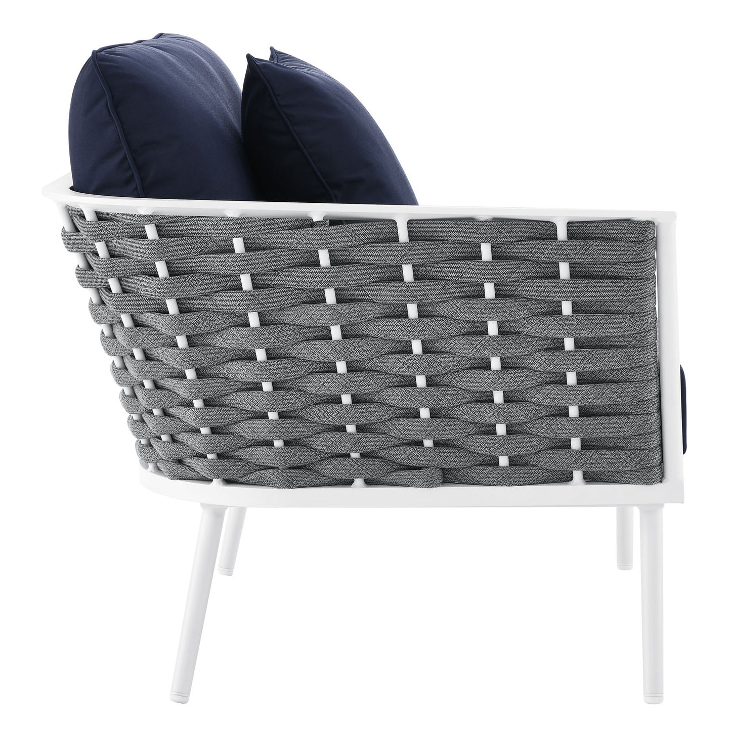 Modway EEI-5565-WHI-NAV Stance Outdoor Patio Aluminum Left-Facing White Navy Armchair, Blue