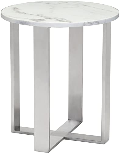 Atlas End Table Stone White & Silver