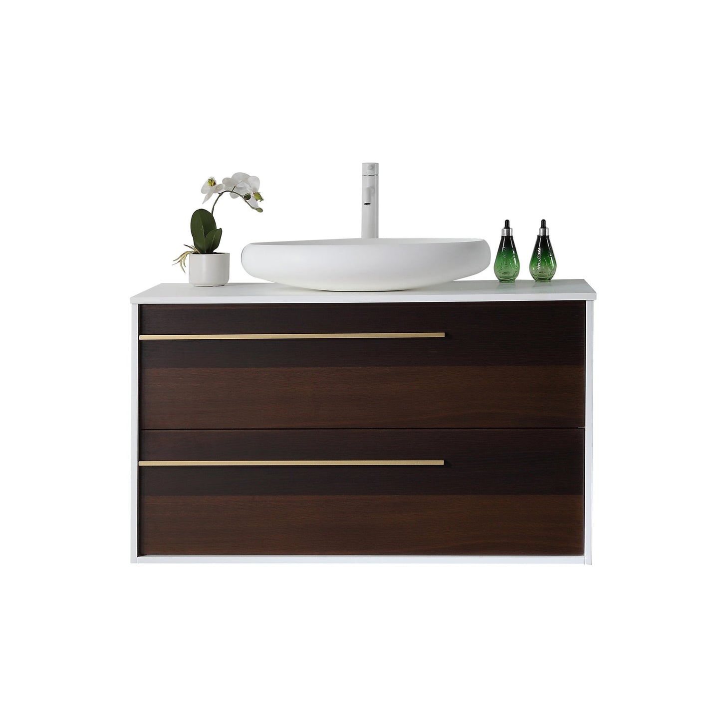 GOREME 42” SMOKE OAK GRAY WALL MOUNT MODERN BATHROOM VANITY