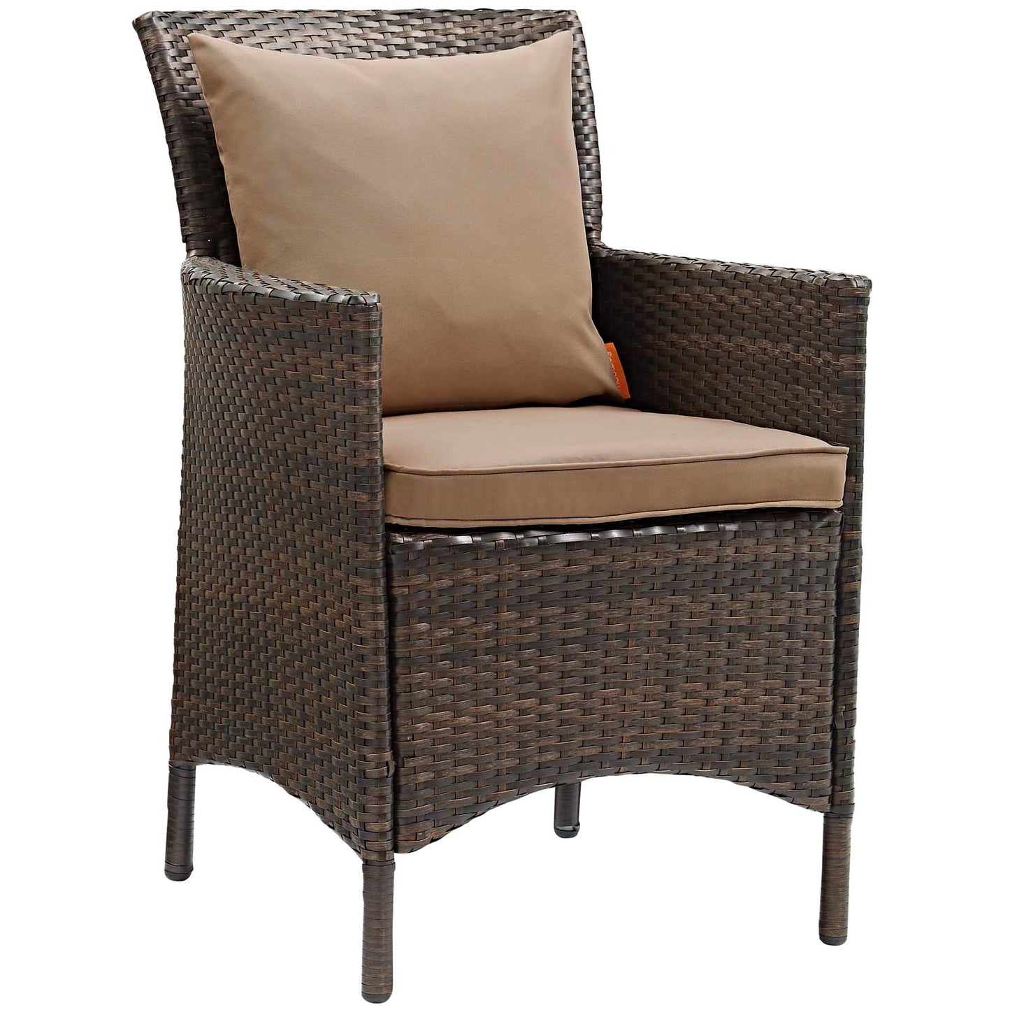 Modway Conduit Wicker Rattan Outdoor Patio Dining Arm Chair with Cushion