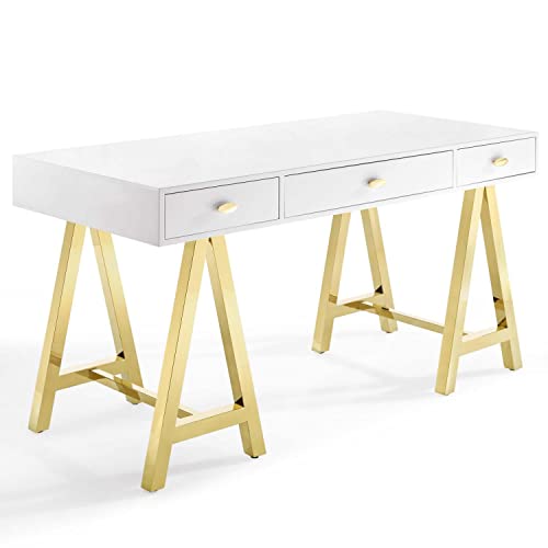 Modway Jettison Office Desk, Gold White