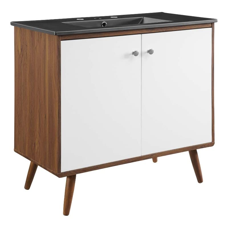 Modway Transmit 36" Bathroom Vanity in Walnut Black