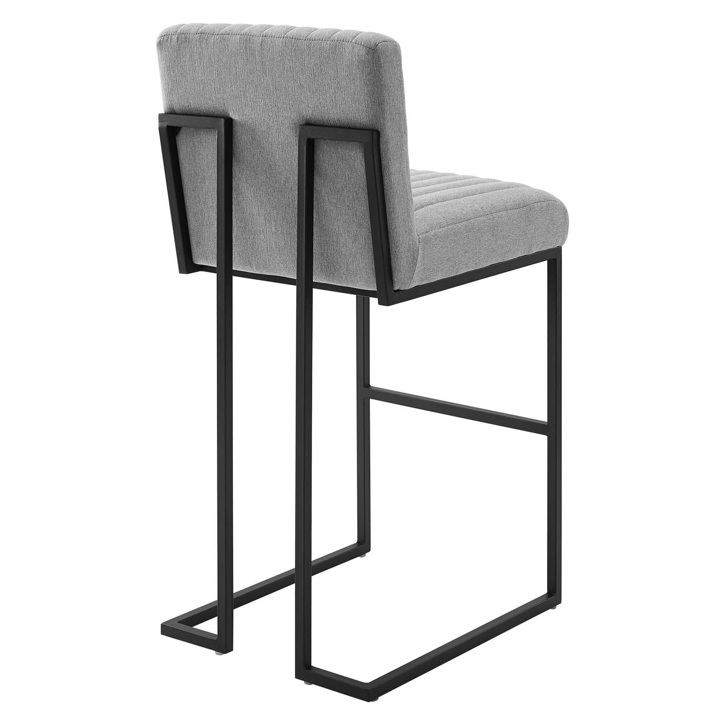 Modway Indulge Channel Tufted Fabric Bar Stool in Light Gray