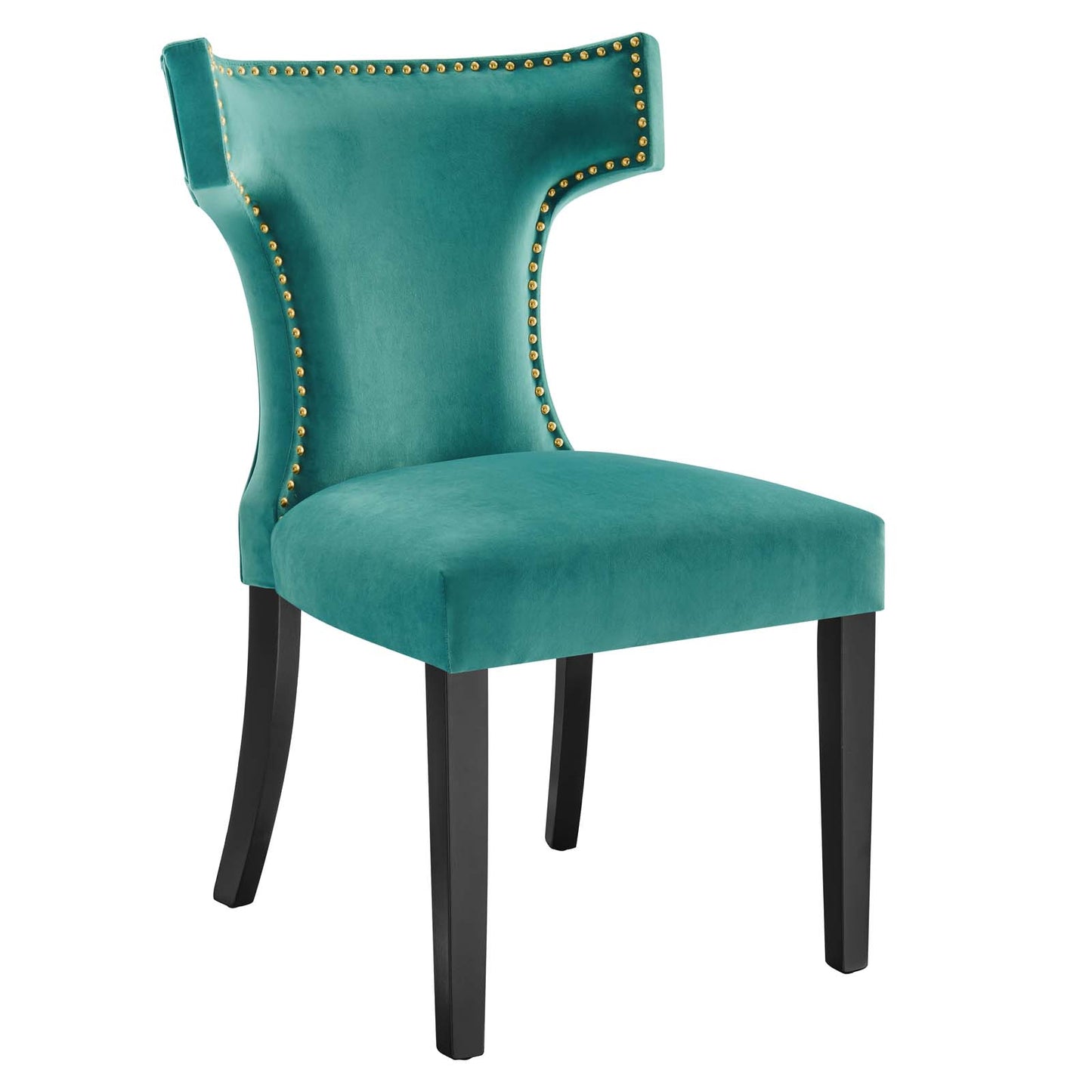 Modway Curve Performance Velvet Set of 2 Dining Chairs with Teal EEI-5008-TEA