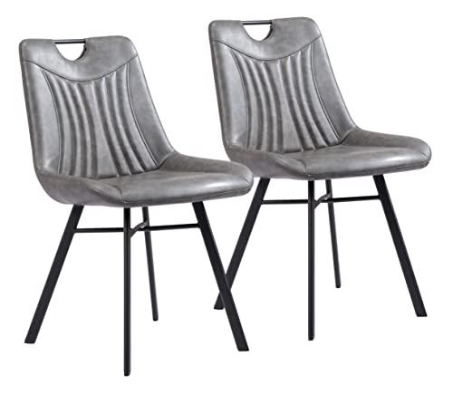 Zuo Tyler Dining Chair (Set of 2), Vintage Gray, Matte Black