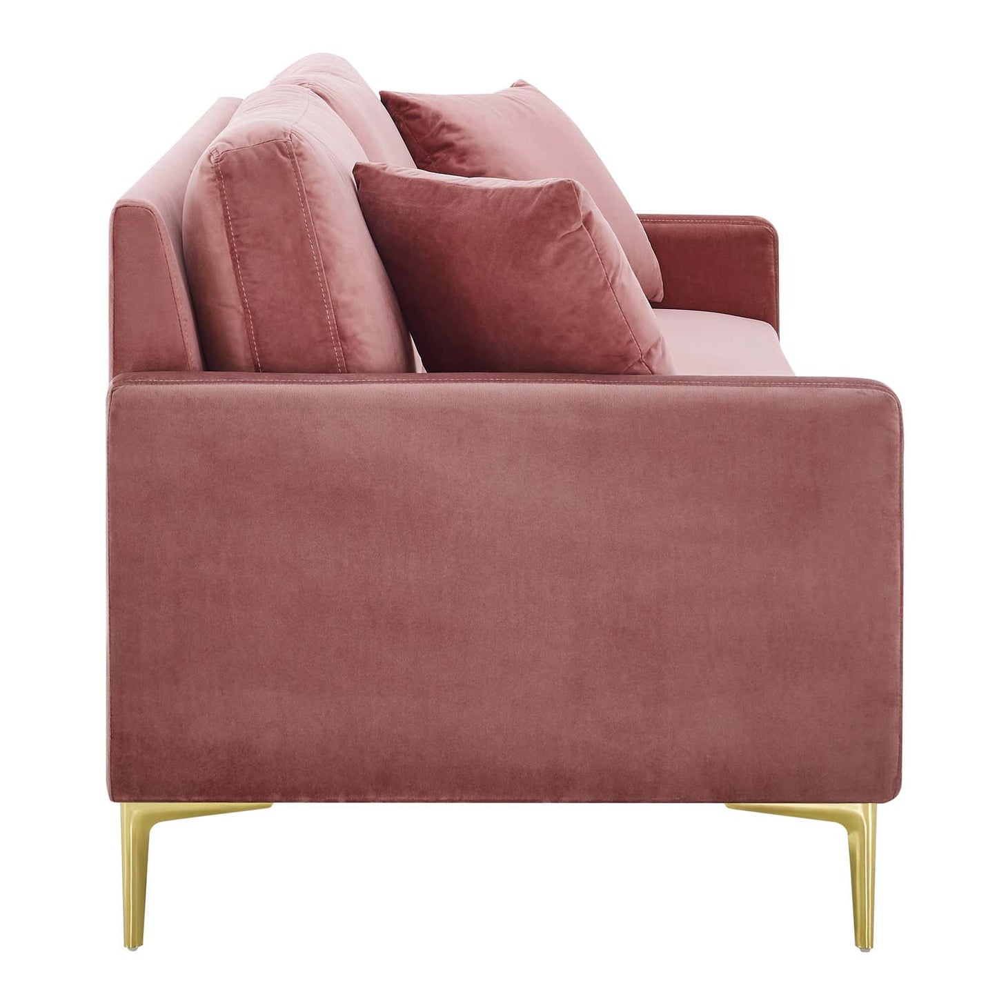 Modway Juliana Performance Velvet Upholstered Sofa, Dusty Rose