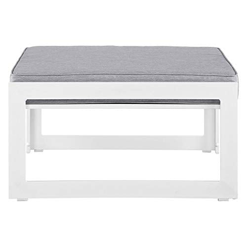 Modway Fortuna Aluminum Outdoor Patio Ottoman in White Gray