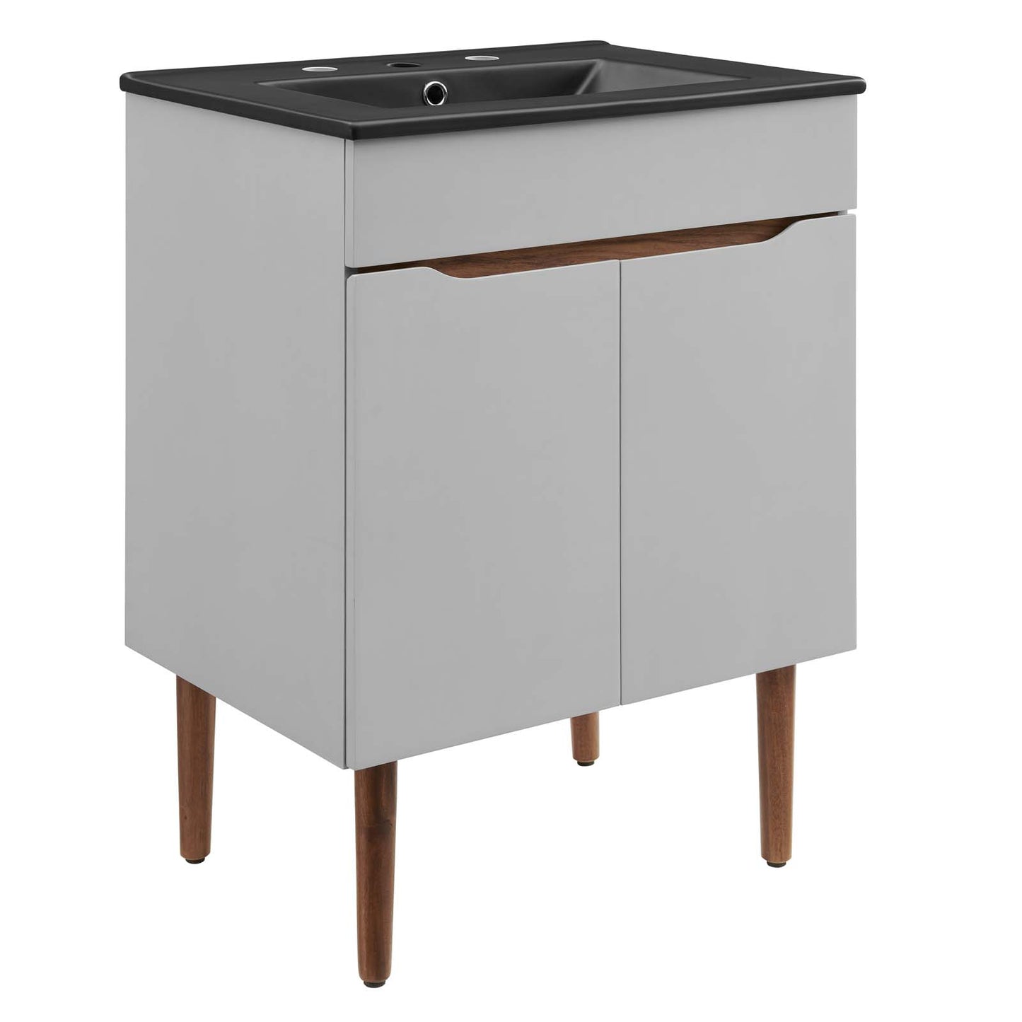 Modway Harvest 24" Mid-Century Bathroom Vanity Cabinet in Gray Black