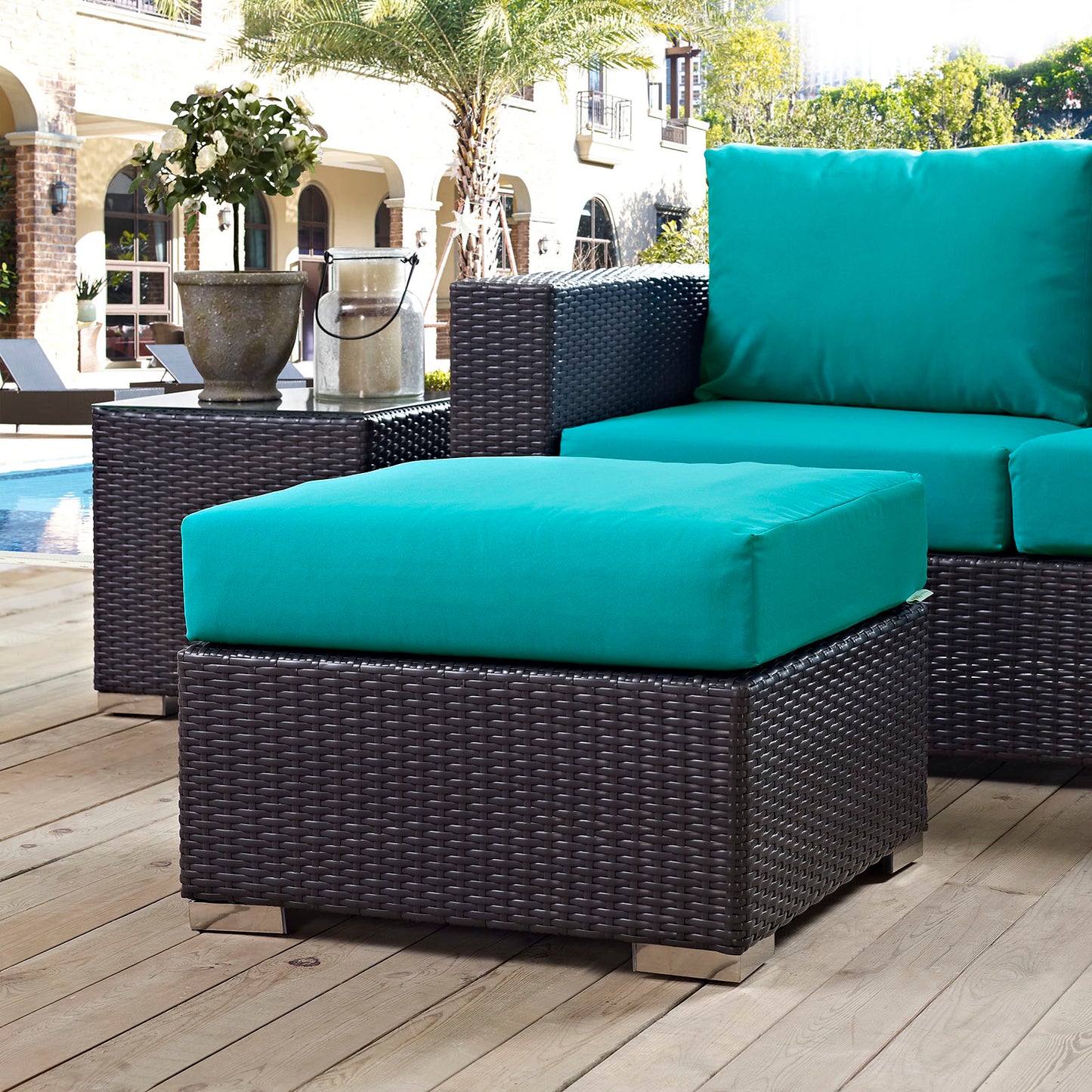 Modway Convene Wicker Rattan Outdoor Patio Sectional Seat with Cushions