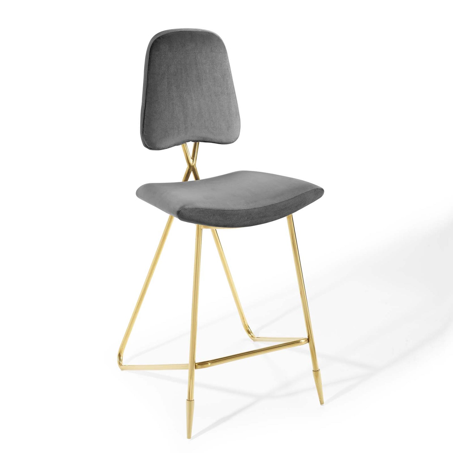 Modway Ponder Bar Stool Performance Velvet Set of 2 in Gray