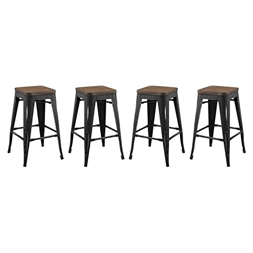 Modway Promenade Counter Stool Set of 4, Black