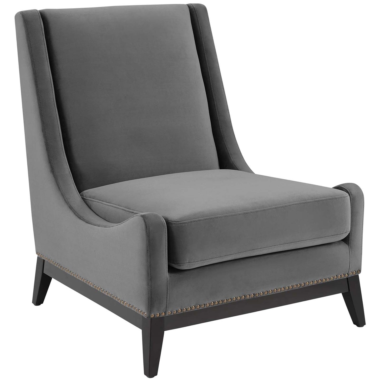 Modway Confident Lounge Chair Upholstered Performance Velvet Set of 2, Gray