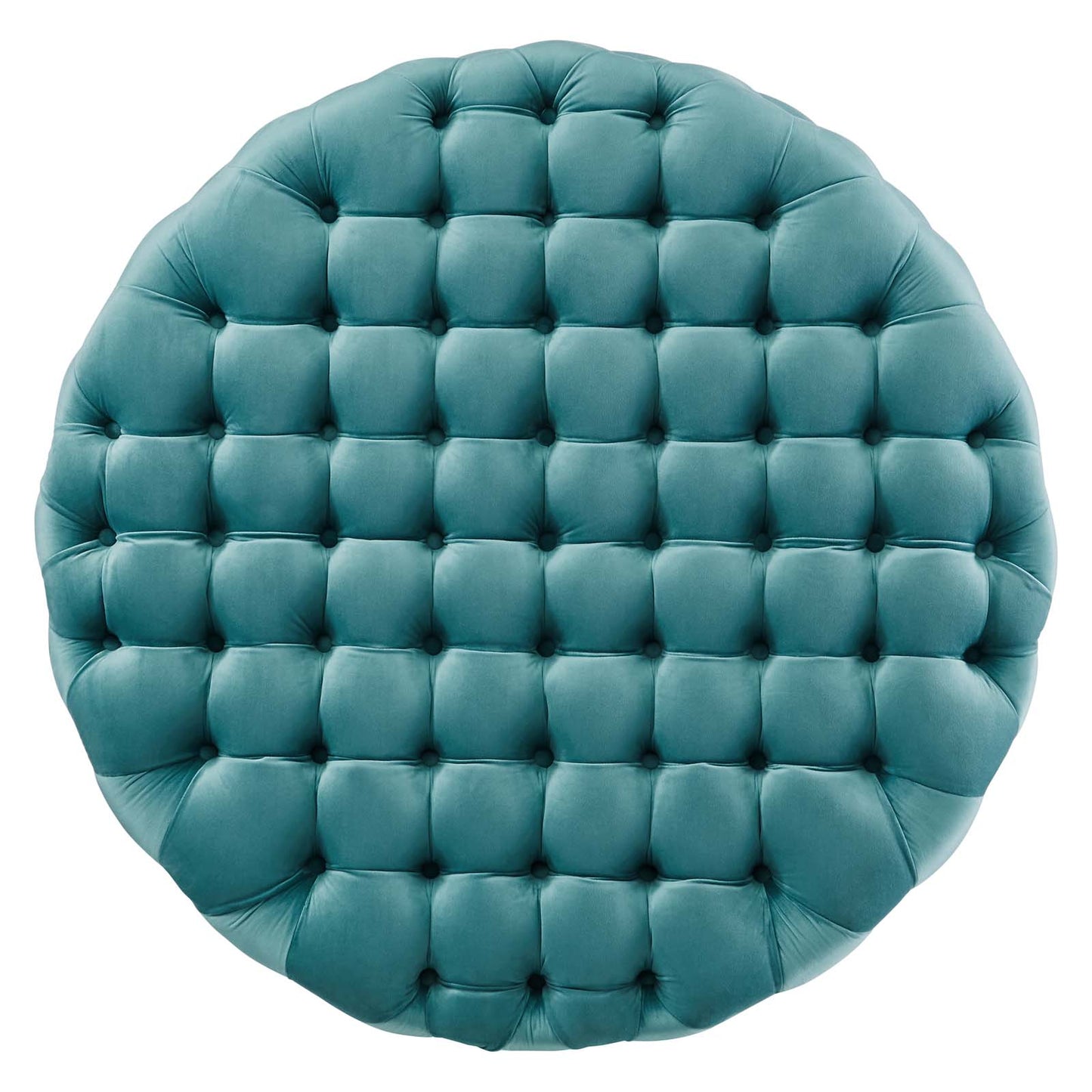 Modway Amour Velvet Large Round Ottoman with Sea Blue Finish EEI-5469-SEA