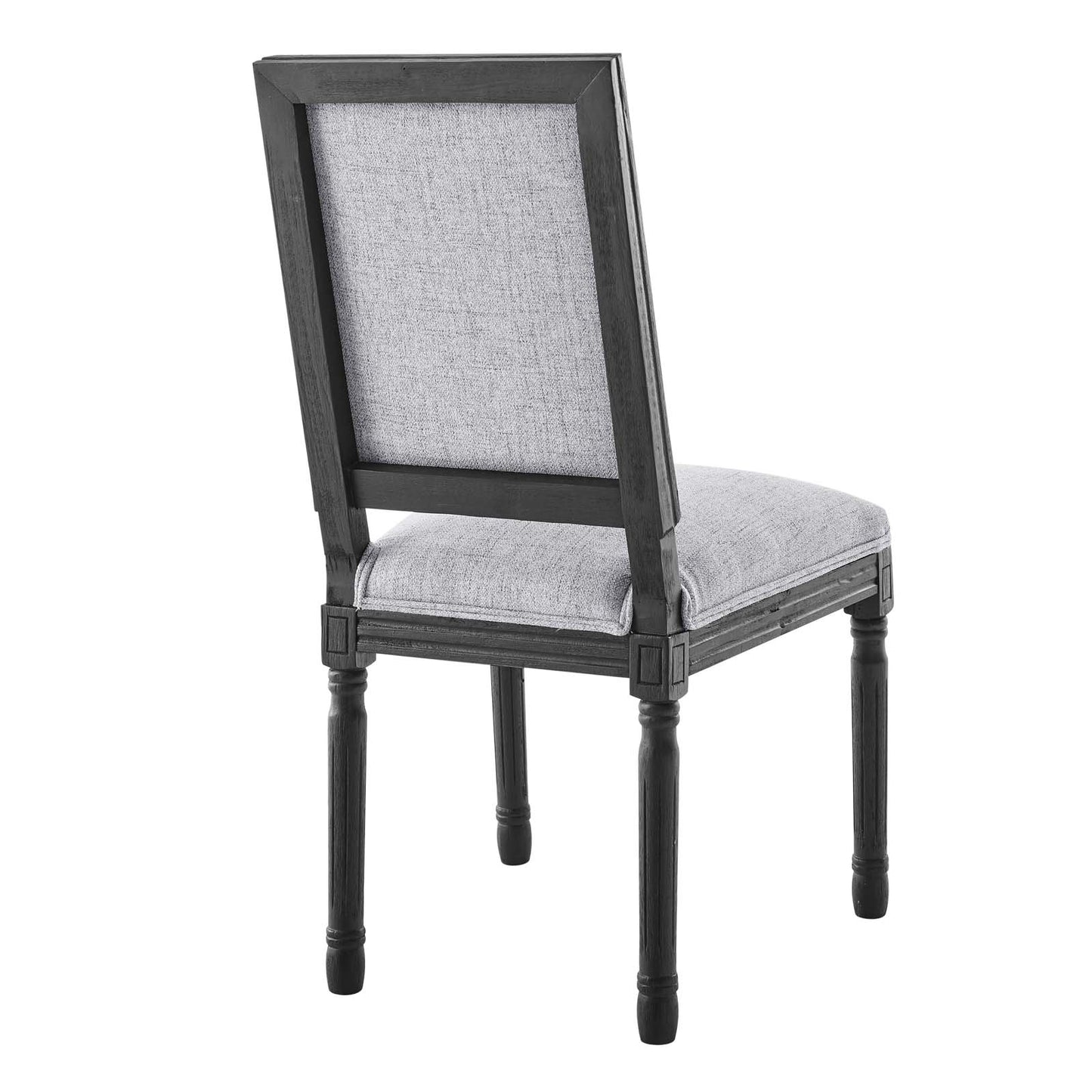 Modway Court French Vintage Upholstered Fabric Dining Chair in Black Light Gray