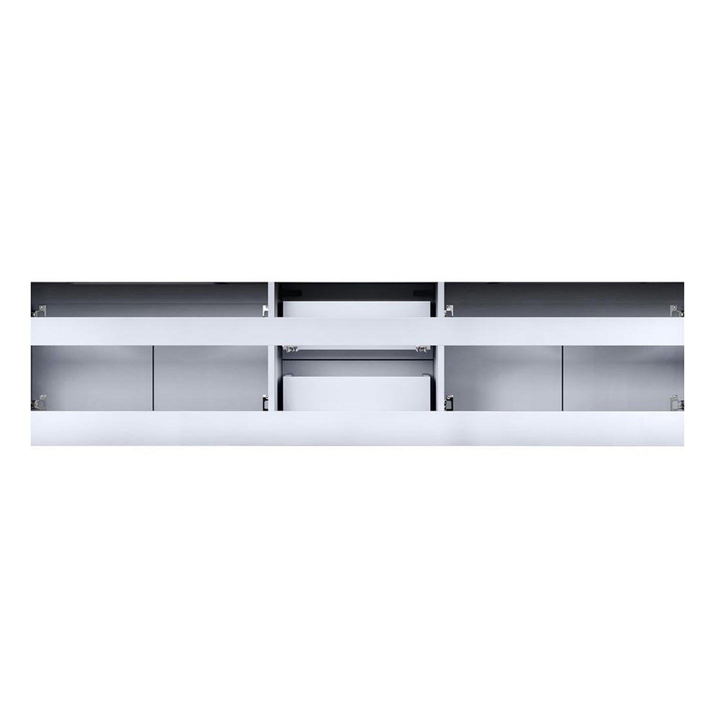 Geneva 80" Glossy White Double Vanity, no Top and 30" LED Mirrors