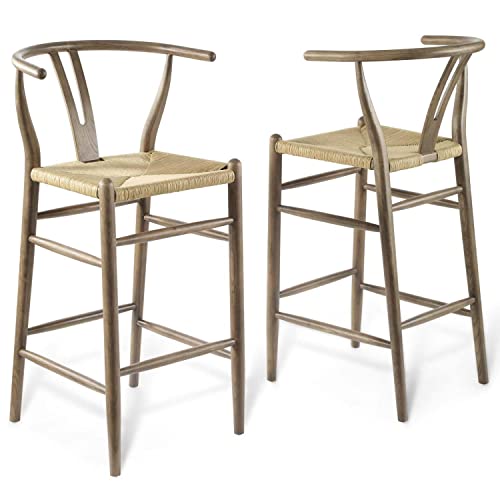 Modway Amish Wood Bar Stool Set of 2, Gray