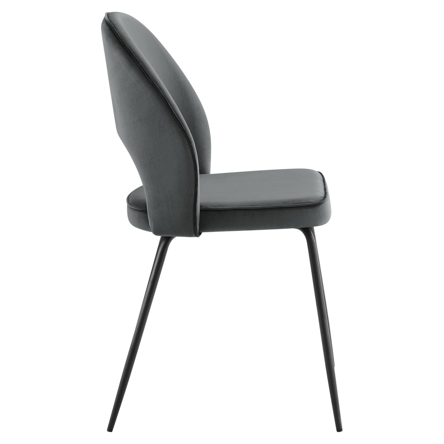 Modway Nico Performance Velvet Dining Chairs in Black Gray-Set of 2