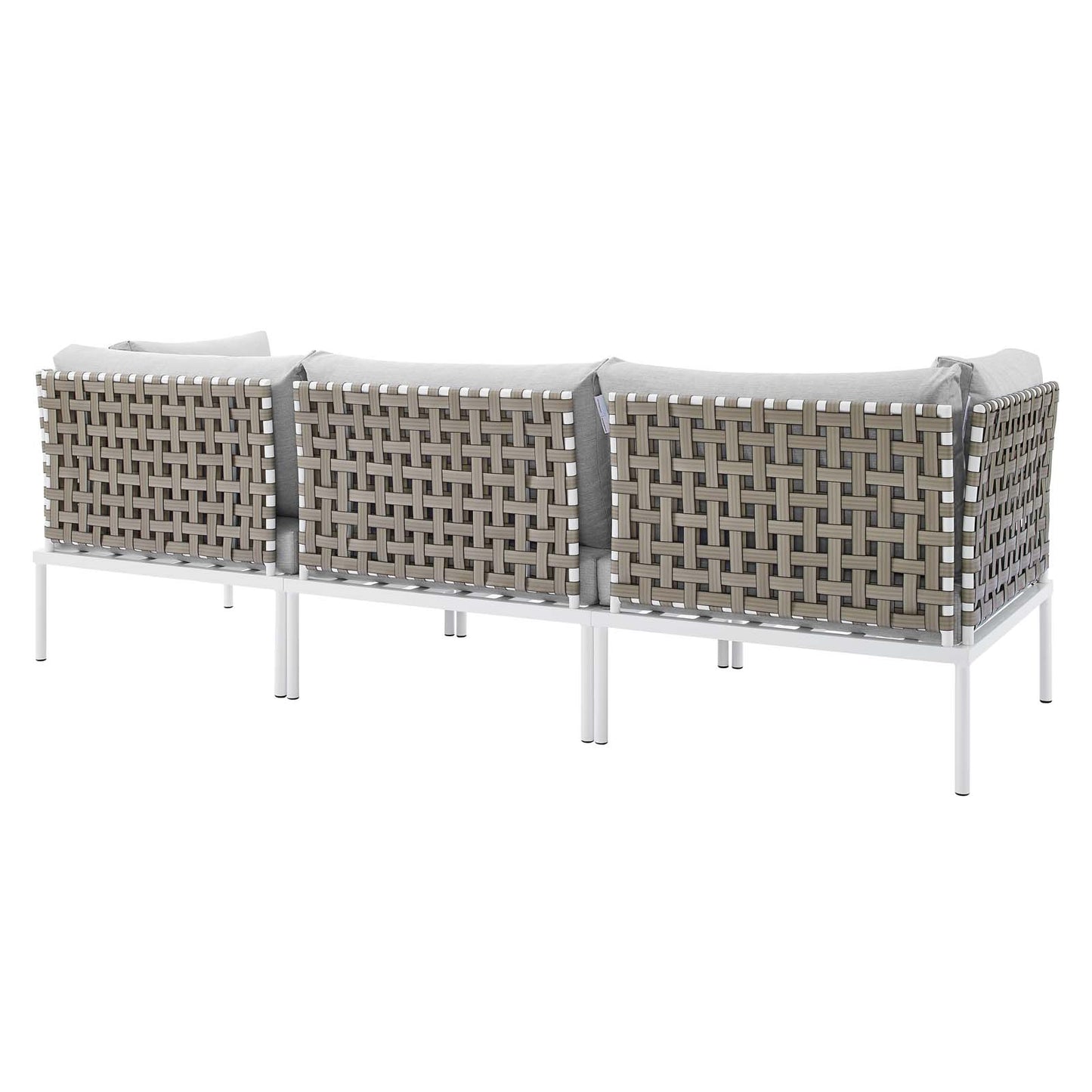 Modway EEI-4966-TAN-GRY Harmony Sunbrella Basket Weave Tan Gray Outdoor Patio Aluminum Sofa