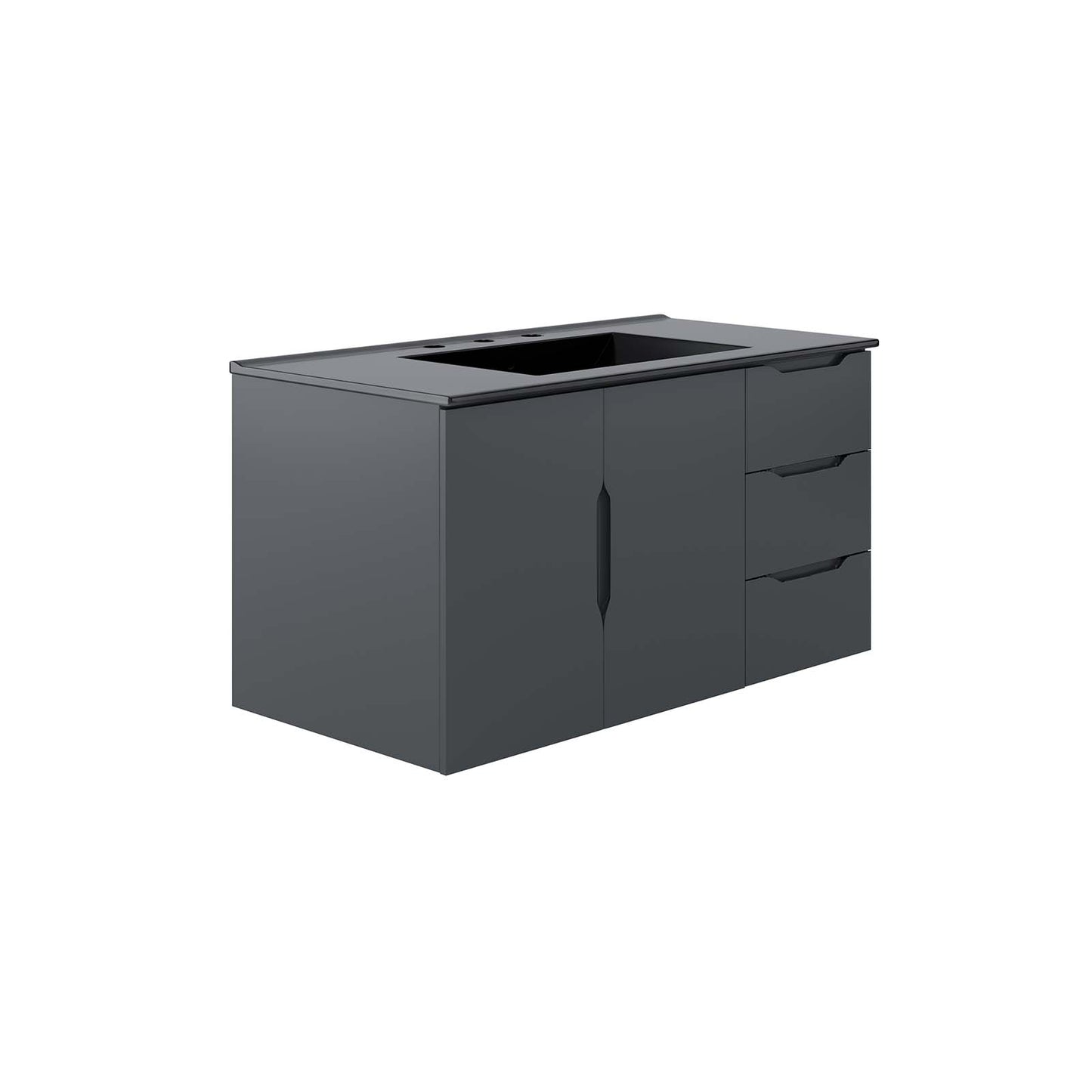 Modway Vitality 36" Wall-Mount Bathroom Vanity in Gray Black