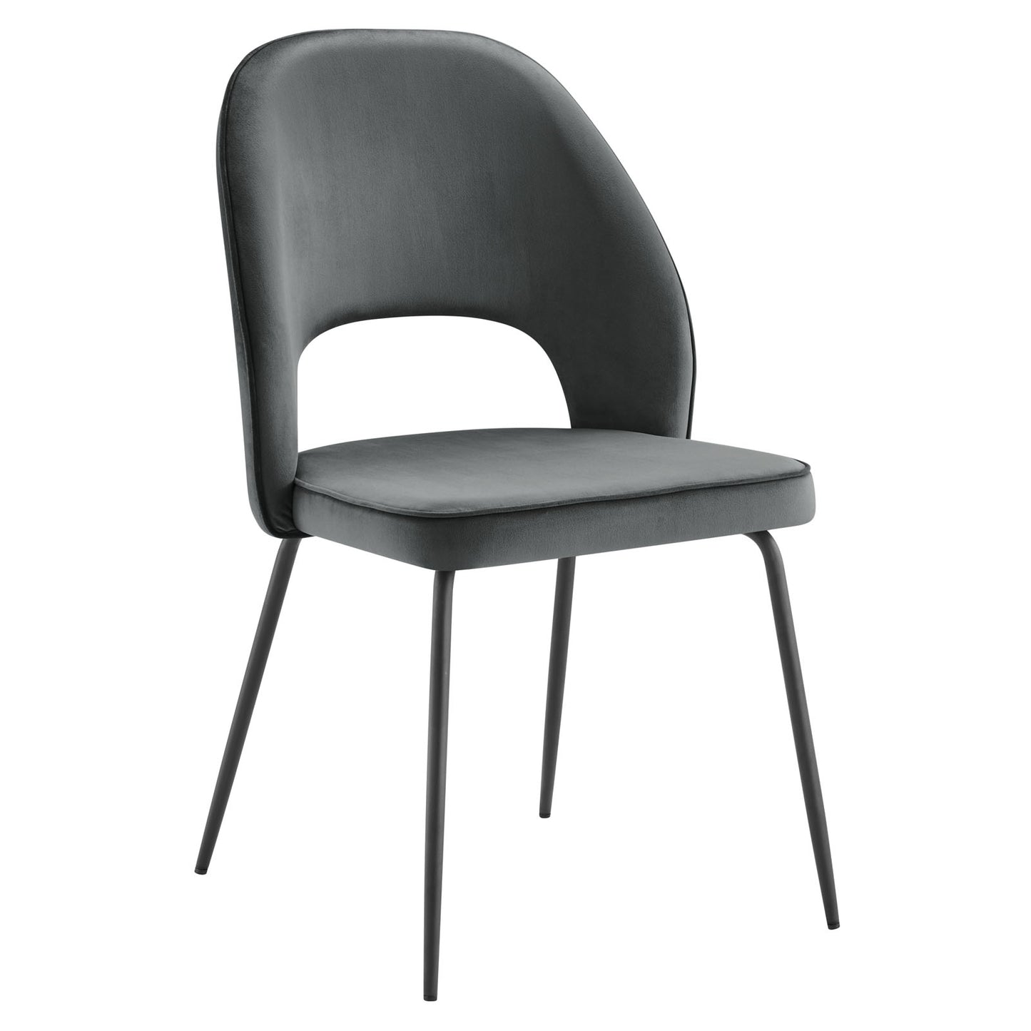 Modway Nico Performance Velvet Dining Chairs in Black Gray-Set of 2