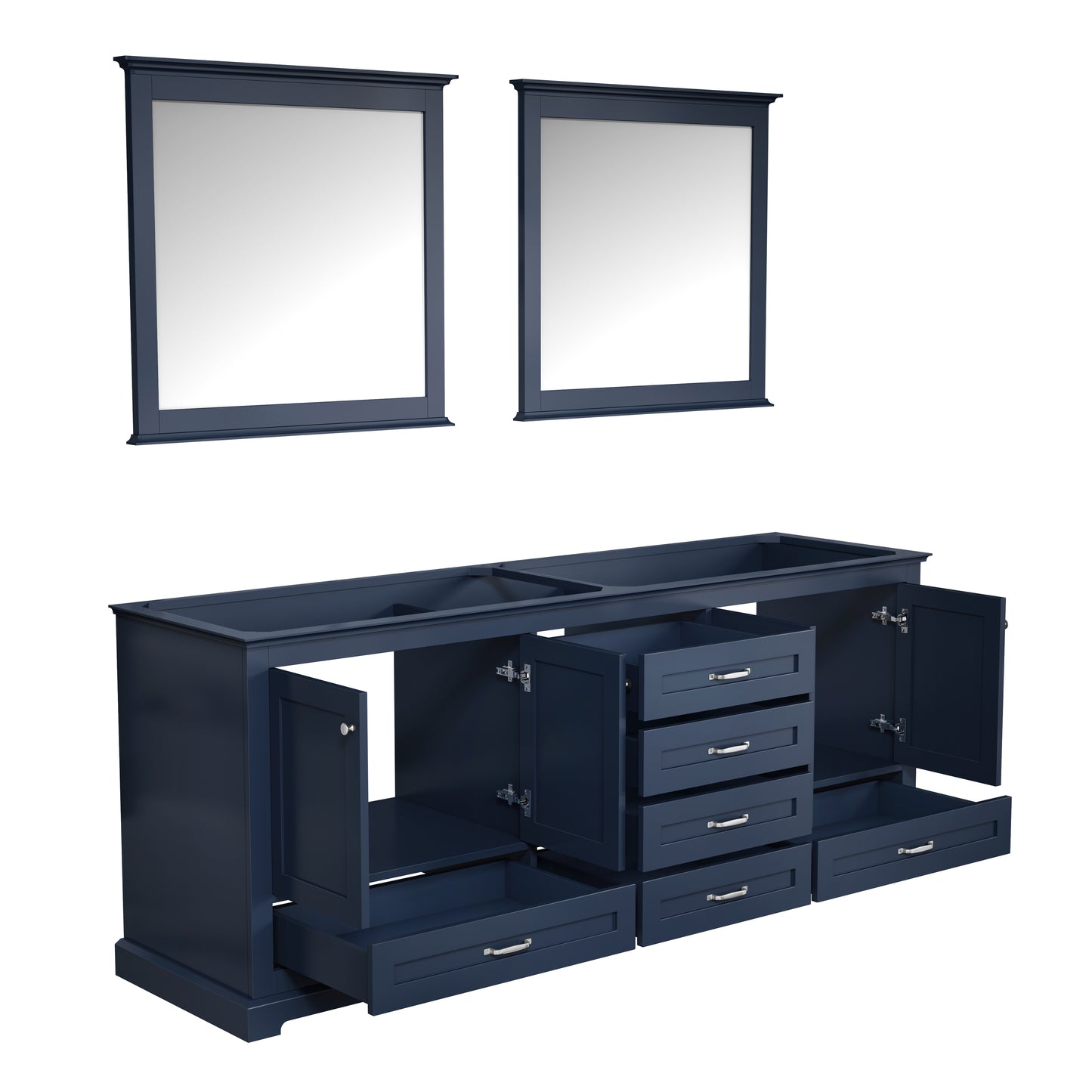 Dukes 80" Navy Blue Double Vanity, no Top and 30" Mirrors