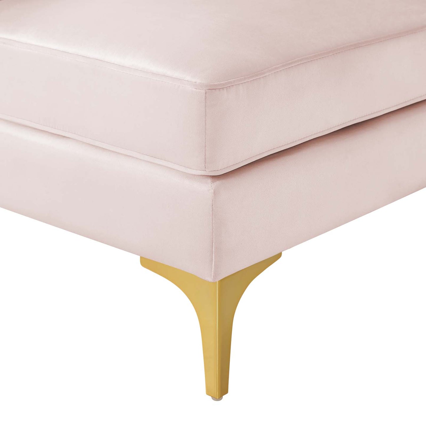 Modway Triumph Channel Performance Velvet Tufted Corner Sectional Chair in Pink