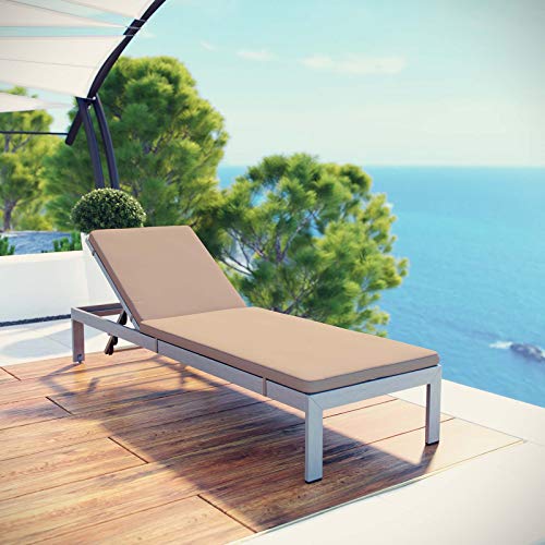 Modway Shore Aluminum Outdoor Patio Chaise Poolside Lounge Chair with Cushion, Mocha