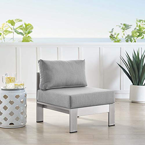 Modway EEI-4227-SLV-GRY Shore SunbrellaPatio Chair in Silver Gray, 27.5 x 25 x 23.5