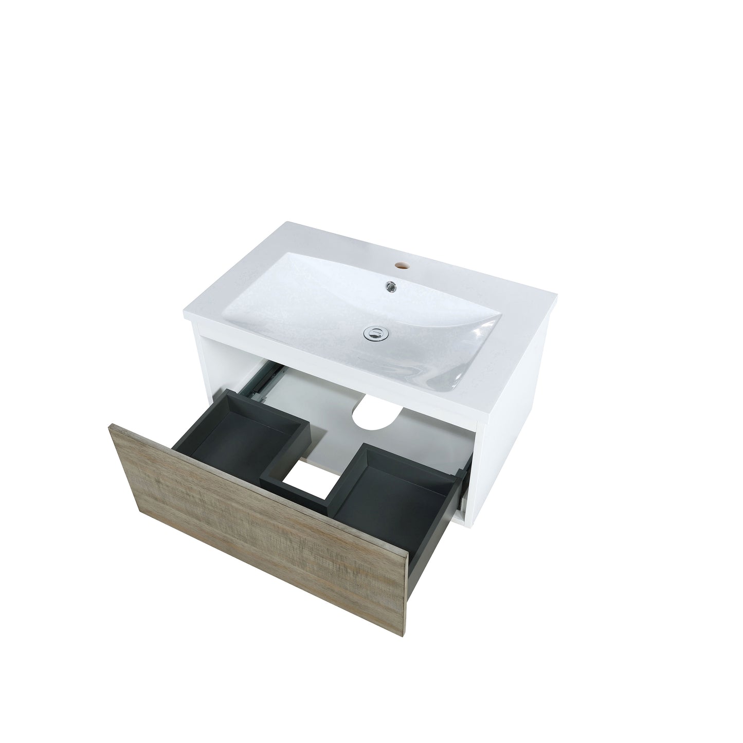 Scopi 30" Rustic Acacia Bathroom Vanity and Acrylic Composite Top with Integrated Sink