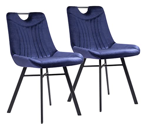 Zuo Tyler Dining Chair (Set of 2), Blue, Matte Black