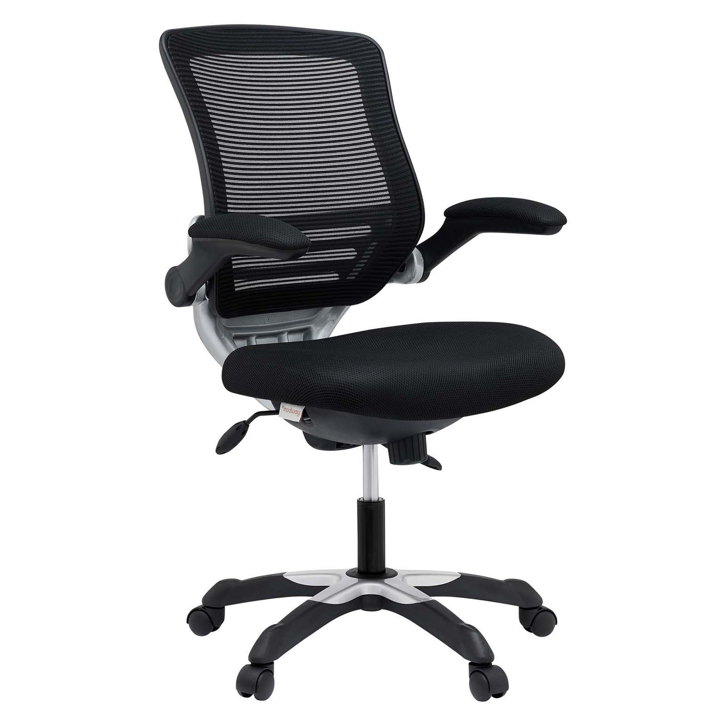 Modway Edge Mesh Back and Mesh Seat Office Chair In Black With Flip-Up Arms in Black