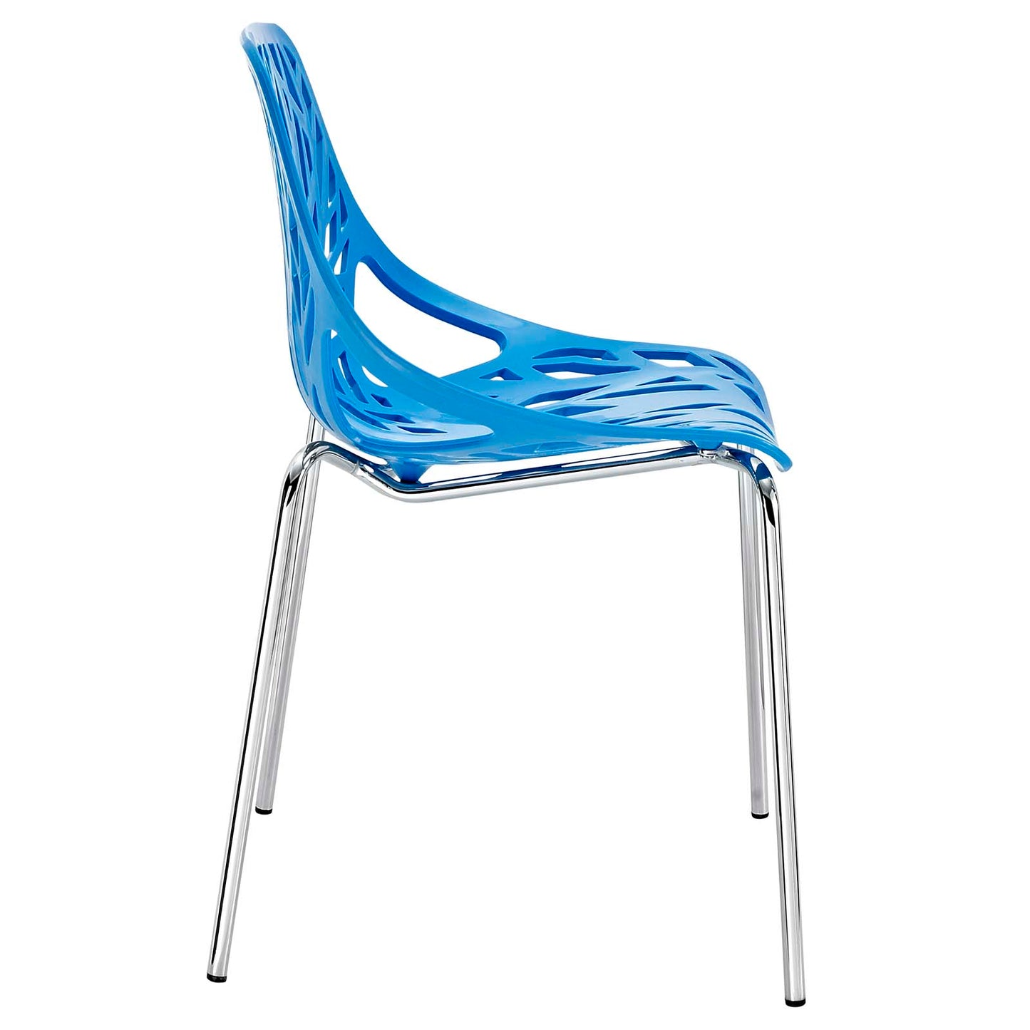 Modway Stencil Modern Stacking Two Kitchen and Dining Room Chairs in Blue