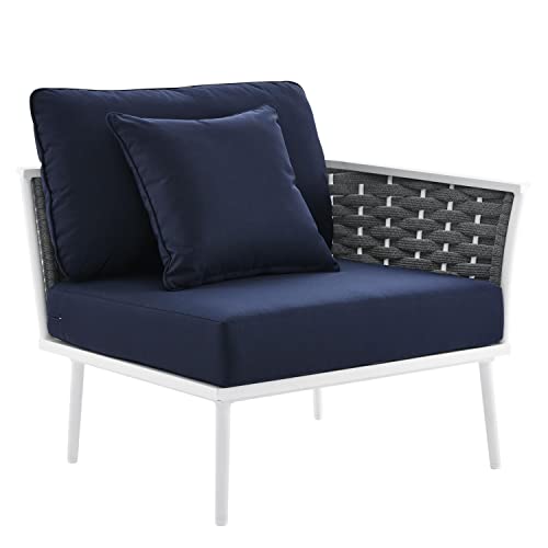 Modway Stance Patio Right-Facing Armchair in White Navy Finish EEI-5566-WHI-NAV