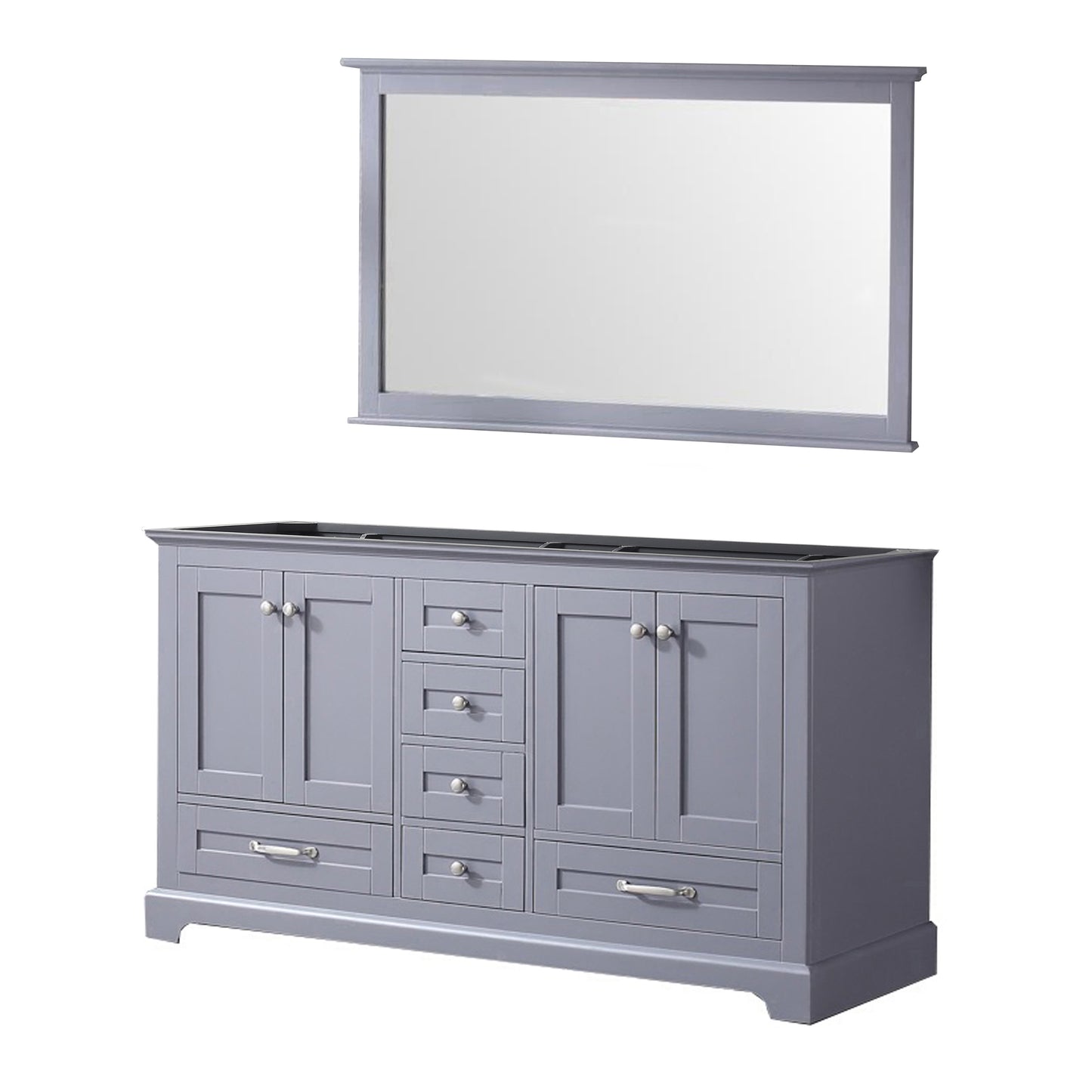 Dukes 60" Dark Grey Double Vanity, no Top and 58" Mirror