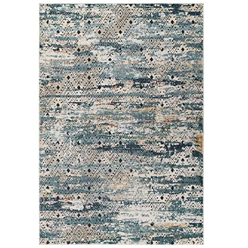 Modway Tribute Eisley Rustic Distressed Transitional Diamond Lattice Area Rug, 5x8, Multicolored