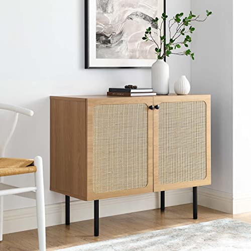 Modway Chaucer Modern Wood Grain Display Accent Cabinet in Oak