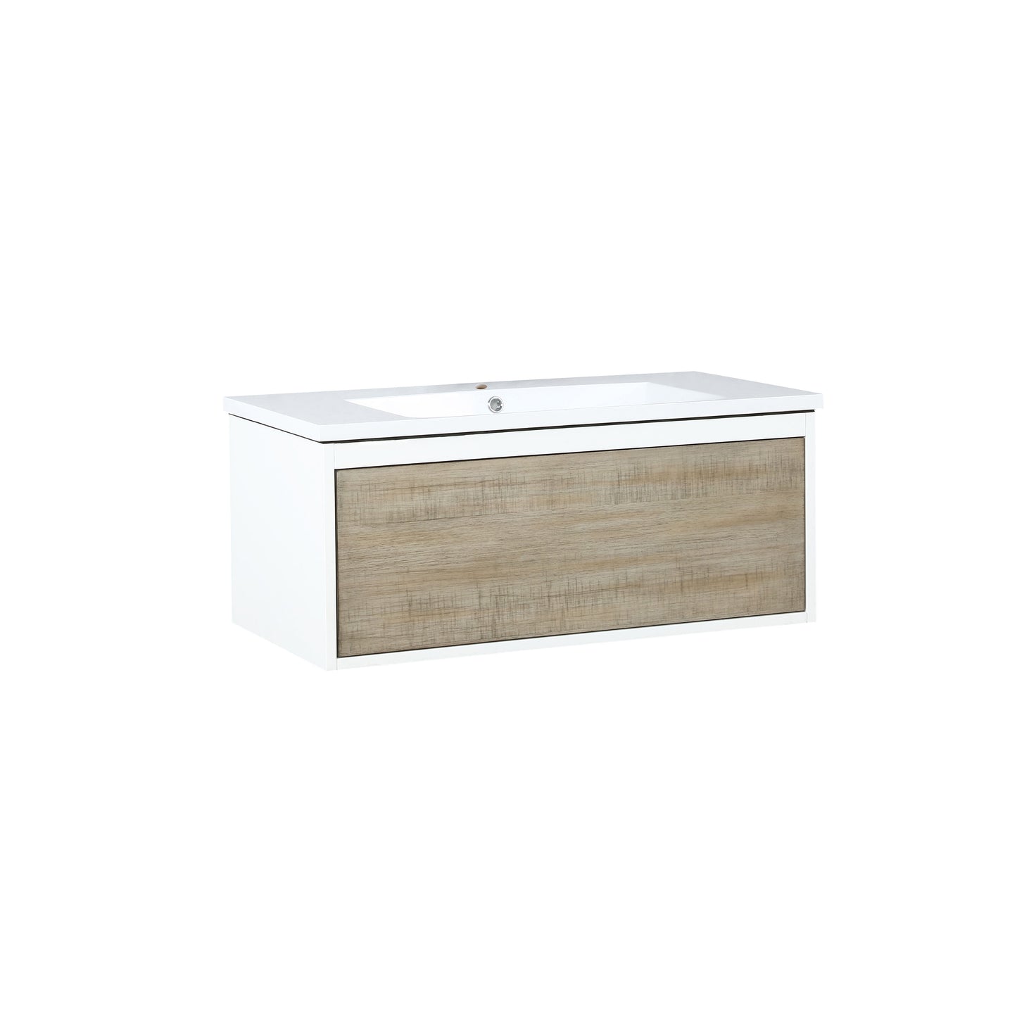 Scopi 36" Rustic Acacia Bathroom Vanity and Acrylic Composite Top with Integrated Sink