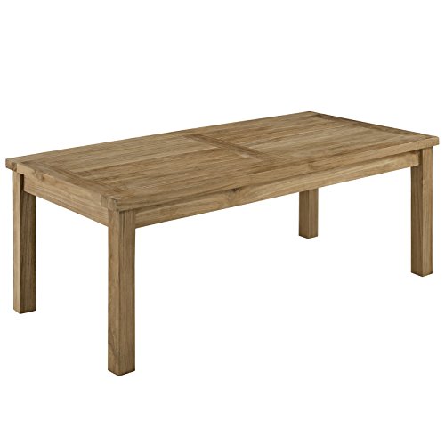 Modway Marina Premium Grade A Teak Wood Outdoor Patio Rectangle Coffee Table in Natural