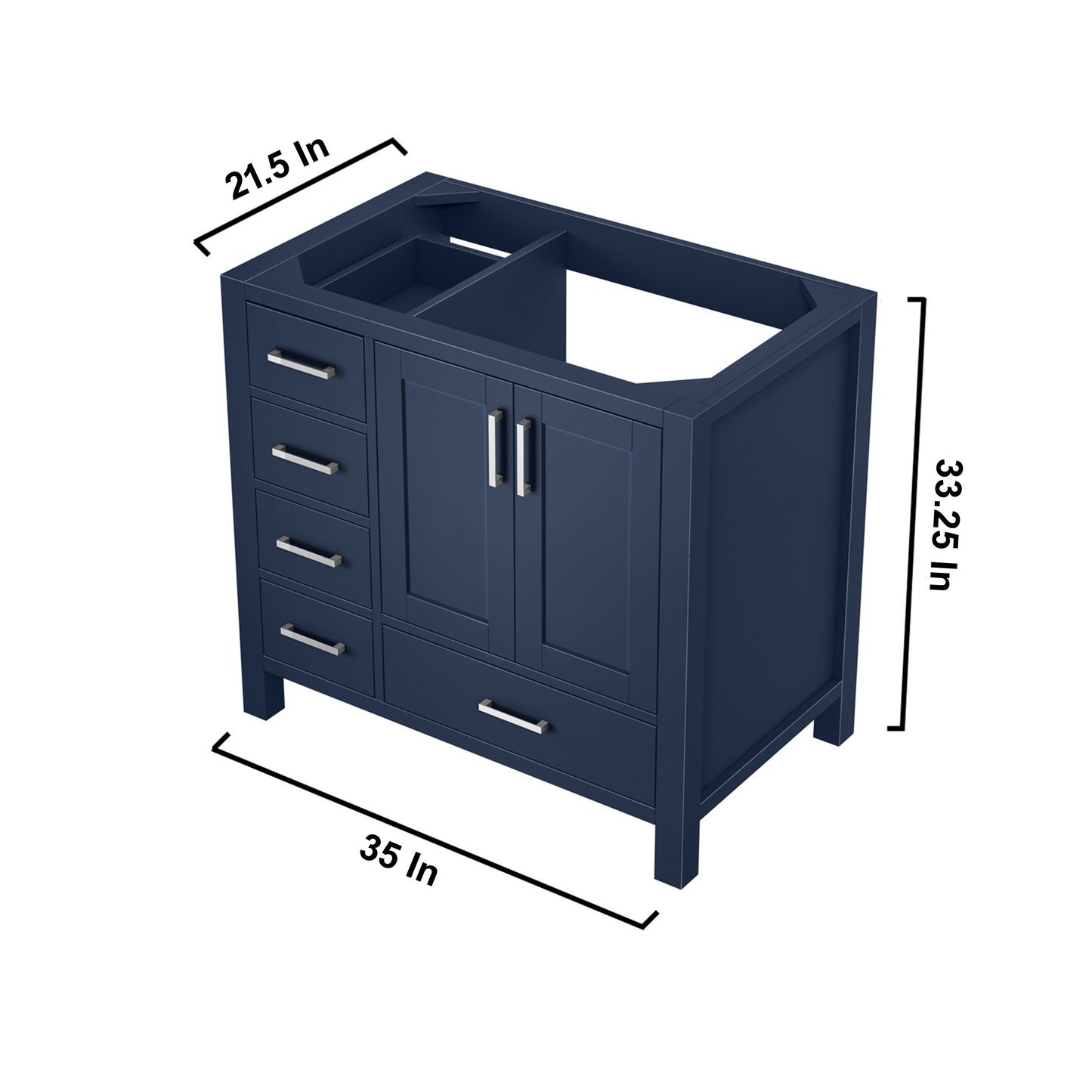 Jacques 36" Navy Blue Vanity Cabinet Only - Right Version