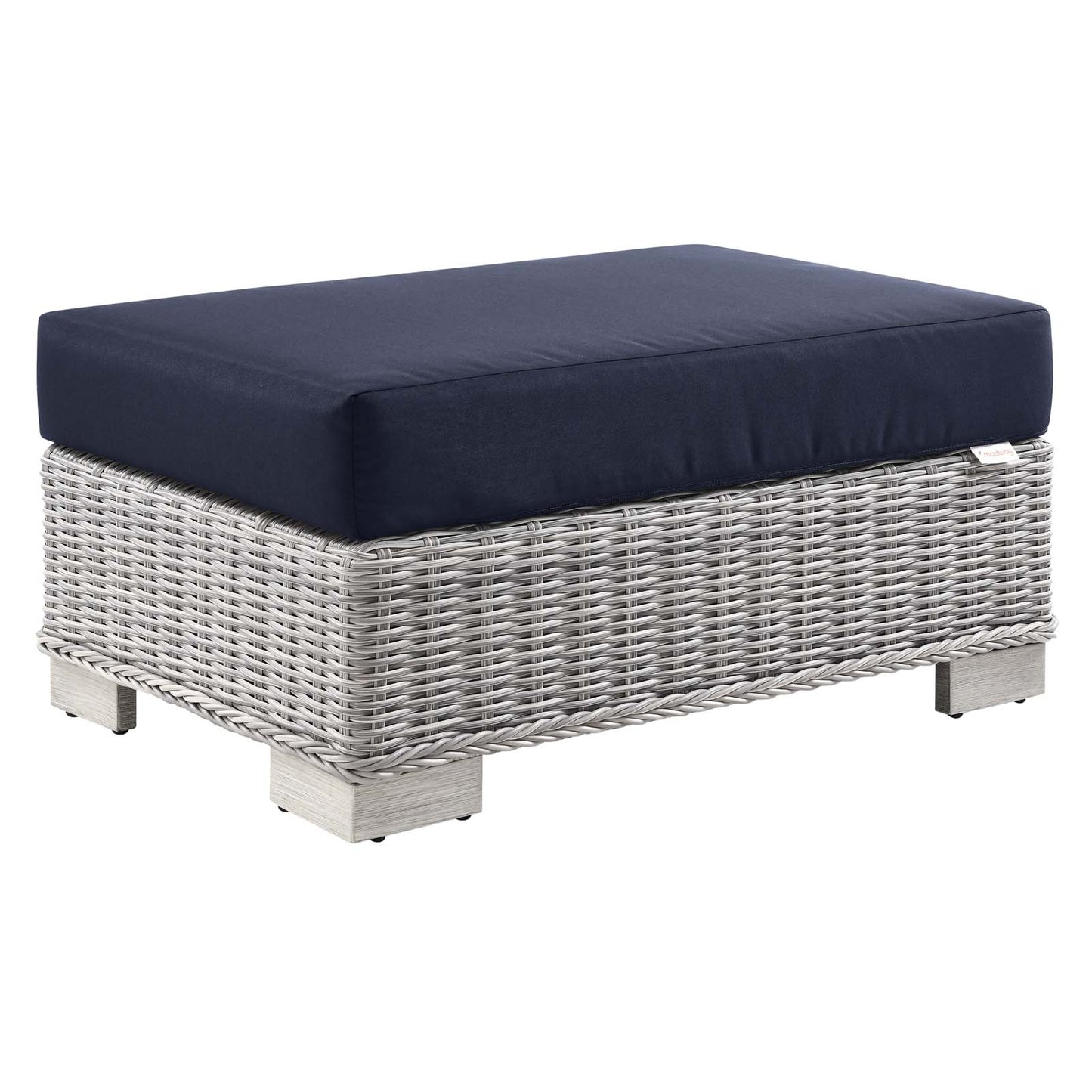 Modway EEI-4839-LGR-NAV Conway Patio Ottoman, Light Gray Navy