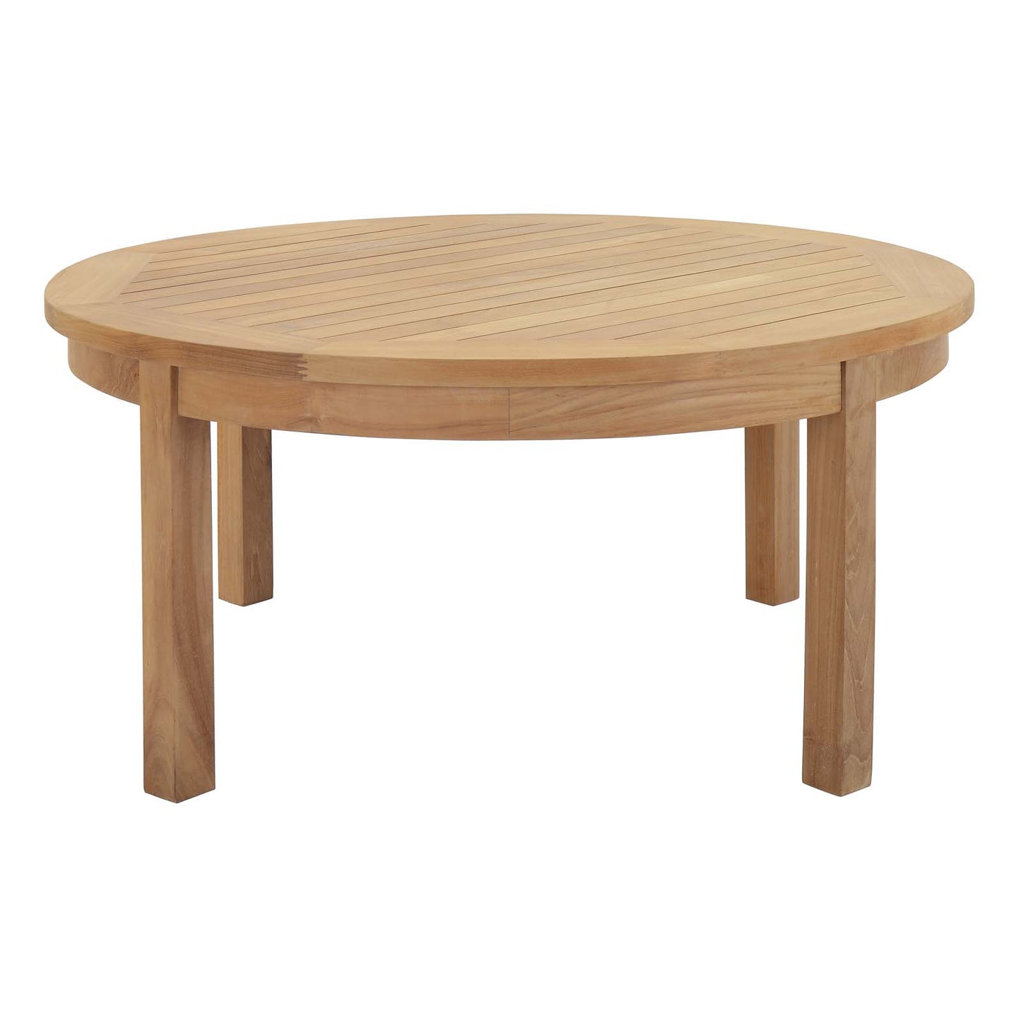 Modway Marina Premium Grade A Teak Wood Outdoor Patio Round Coffee Table in Natural