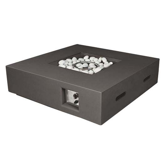 Brenta Outdoor Square Dark Grey Gas Fire Pit Table w/ Round Burner Kit