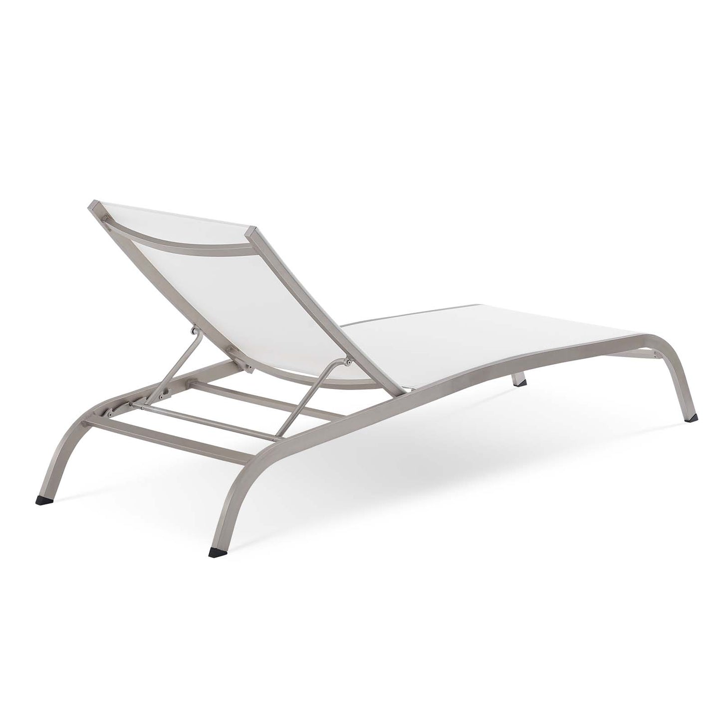 Modway Savannah Mesh Patio Chaise Lounge in White (Set of 2)