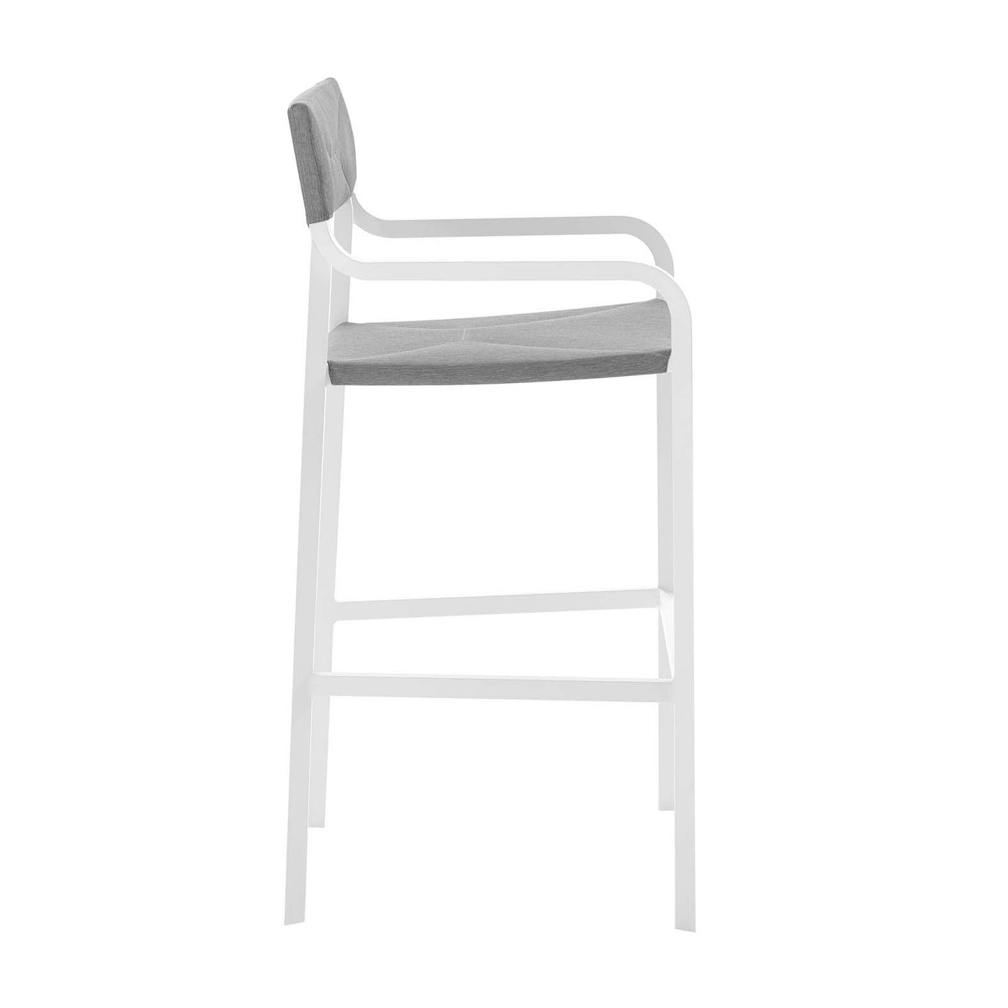 Modway Raleigh Aluminum Outdoor Bar Stool in White and Gray (Set of 2)