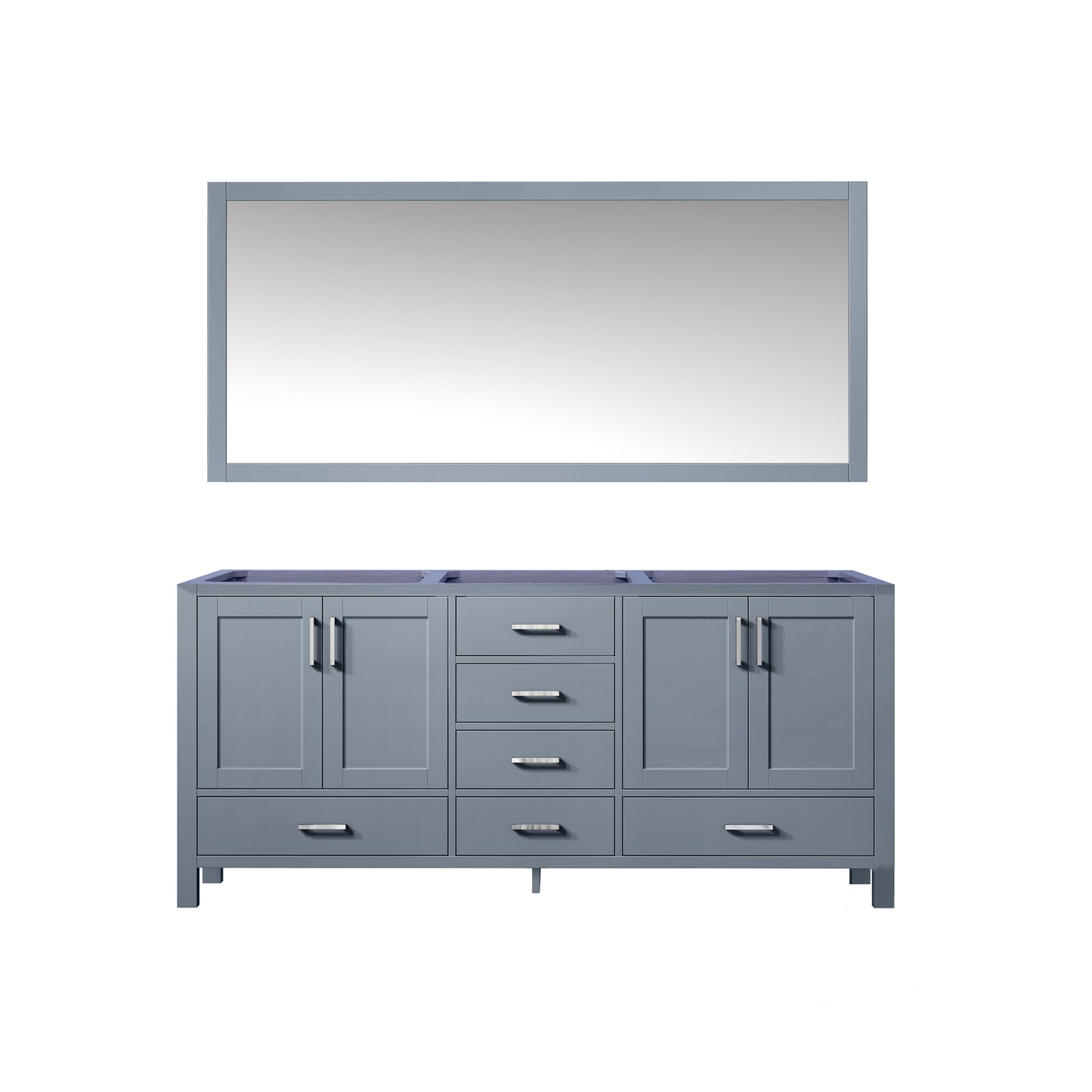 Jacques 72" Dark Grey Double Vanity, no Top and 70" Mirror