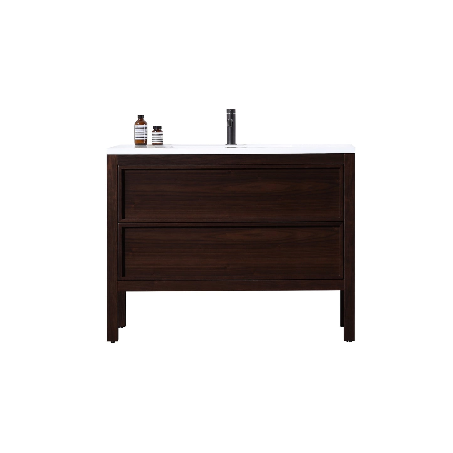 ANNECY 48” DARK WALNUT FREESTANDING MODERN BATHROOM VANITY