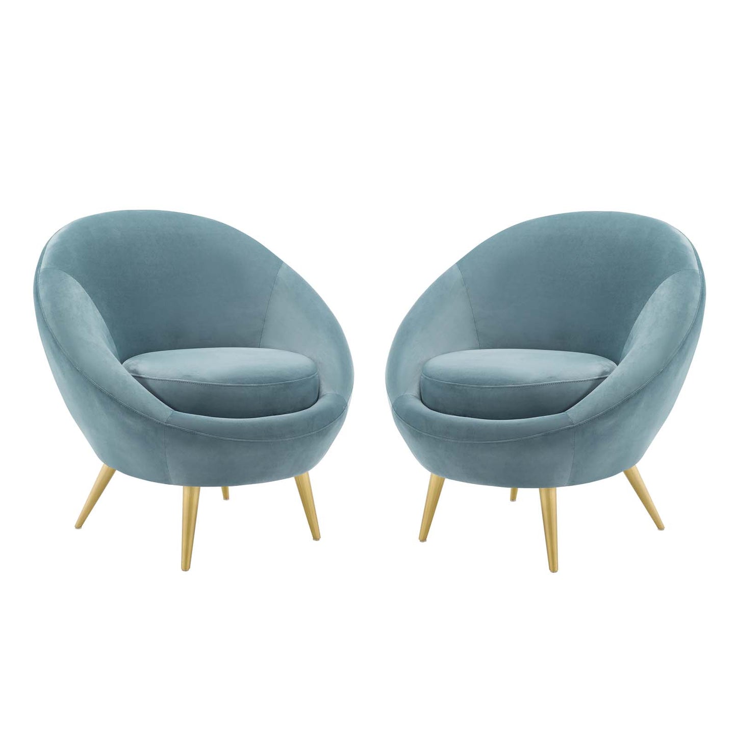 Modway Circuit Accent Chair Performance Velvet Set of 2, Light Blue