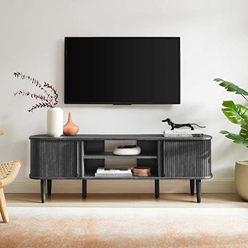 Modway Contour Mid-Century Modern 55" Media TV Stand in Charcoal