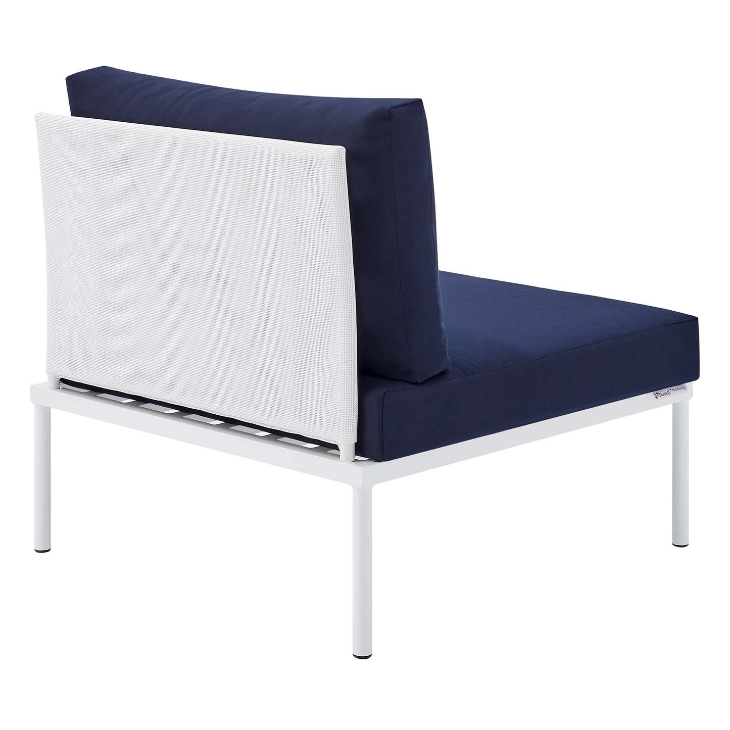 Modway EEI-4959-WHI-NAV Harmony Sunbrella White Navy Outdoor Patio Aluminum Armless Chair